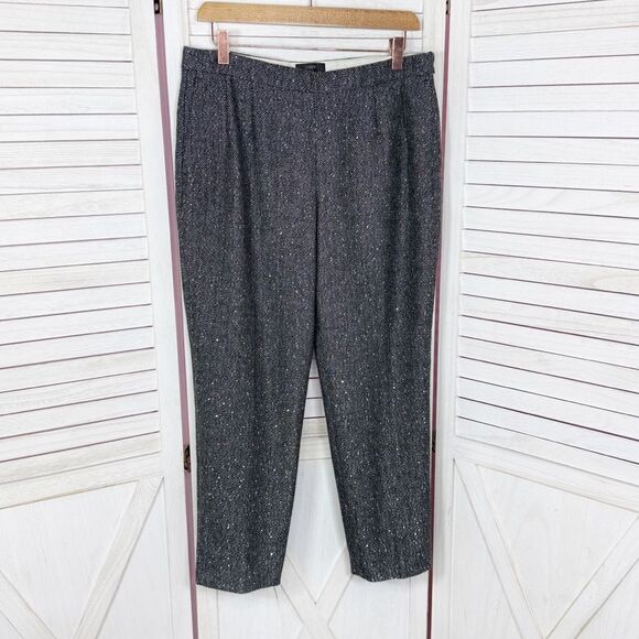 J.Crew Martie Herringbone Tweed Wool Sequin Crop Pants Trousers Black 10 - Picture 3 of 15